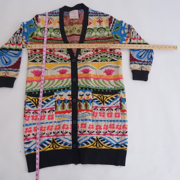 Aldo Martins Nashira Sweater Multi Color Wool Blend Long Cardigan Sweater L - Picture 4 of 15